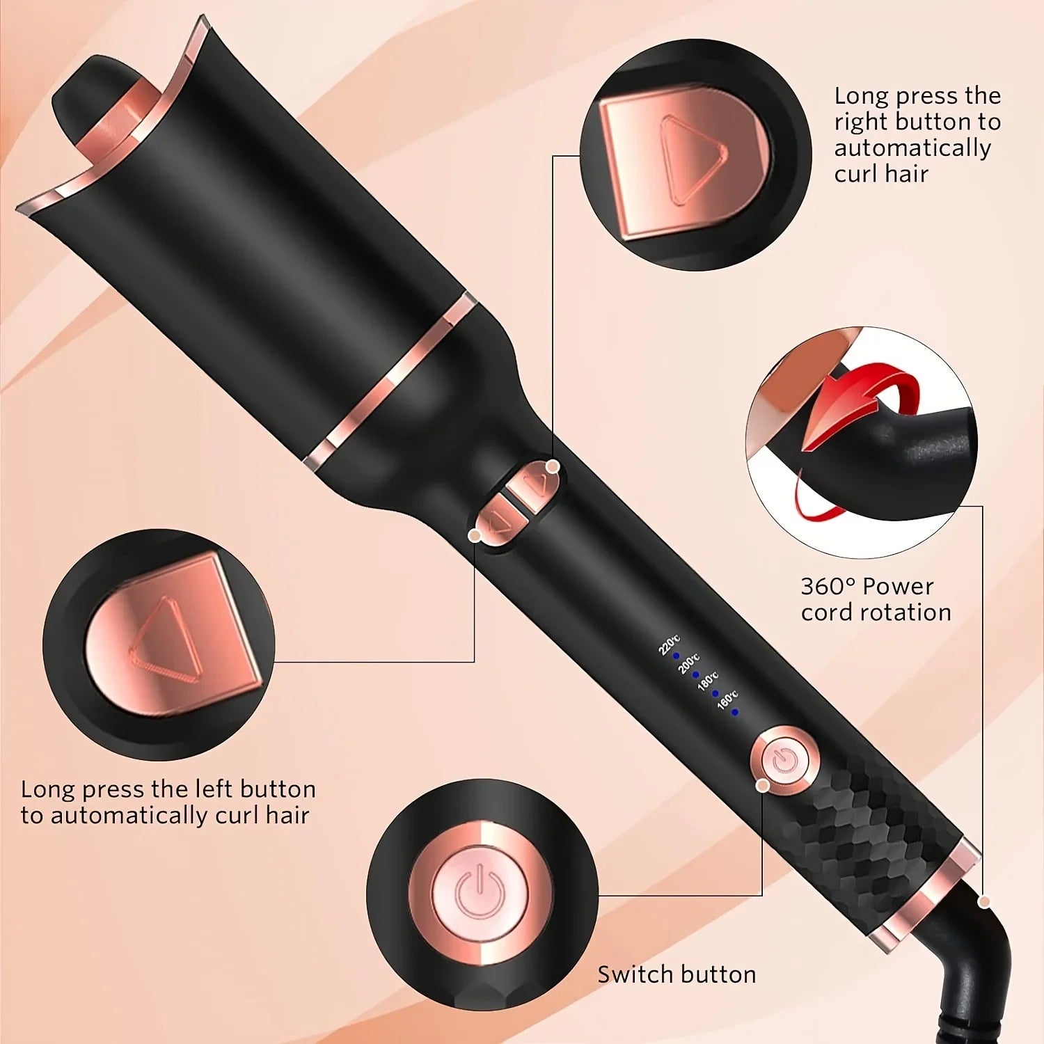 Iron Ceramic Automatic Rotating Hair Curler